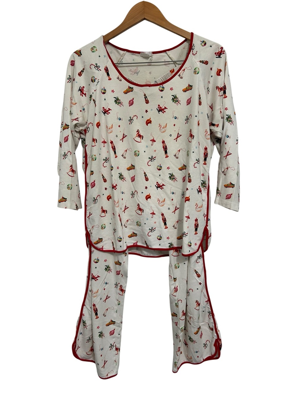 Women’s Lake 100% Pima Cotton Christmas Print Pajama Set Sz XL